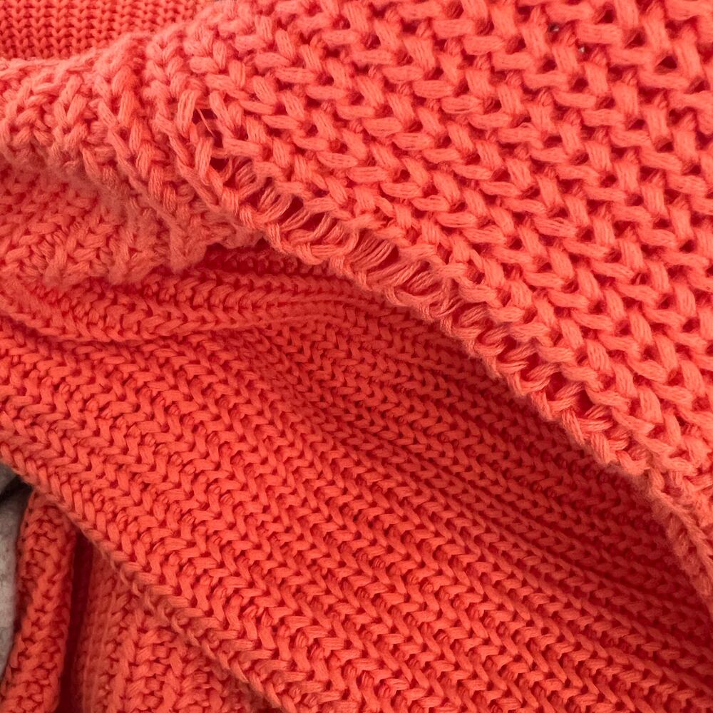Free People Damsel Cable Knit Pullover V-Neck Sweater in Coral - Picture 8 of 9